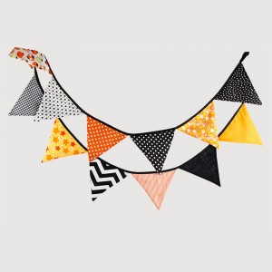 棉布三角旗|橘黑|
