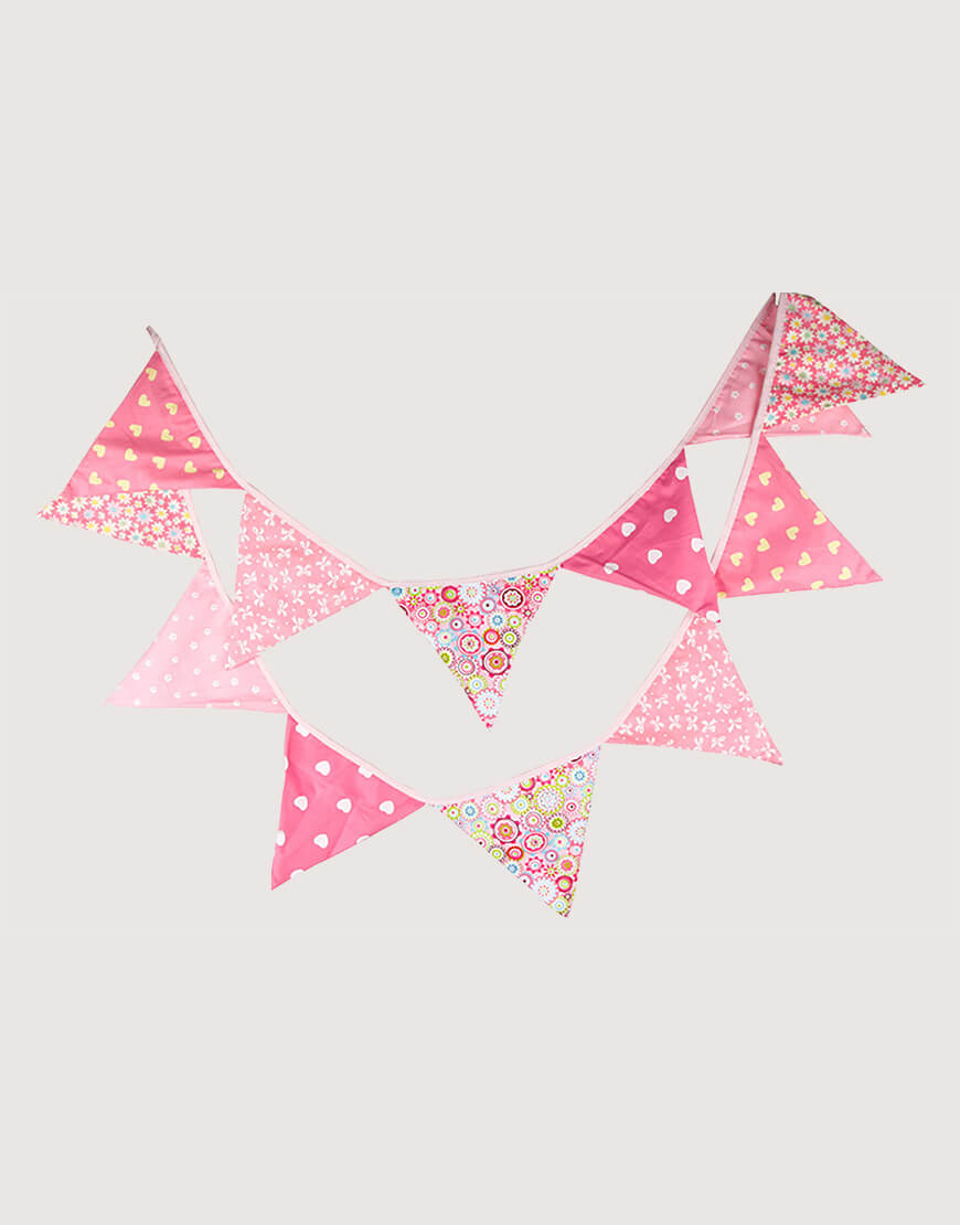 棉布三角旗|粉紅花花|