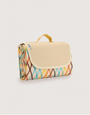 手提式牛津布防水防潮野餐墊-彩虹格子