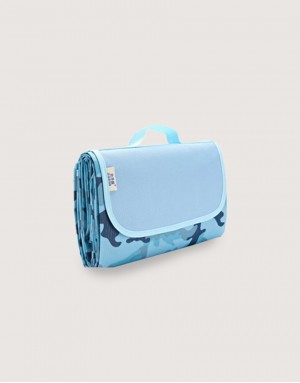 手提式牛津布防水防潮野餐墊-迷彩藍 手提式牛津布防水防潮野餐墊-迷彩藍