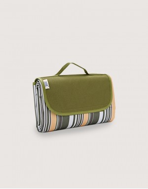 |缺貨|手提式牛津布防水防潮野餐墊-墨綠條紋 |缺貨|手提式牛津布防水防潮野餐墊-墨綠條紋