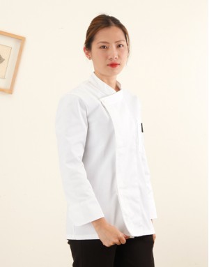 長袖單釦廚師服 (黑/白)