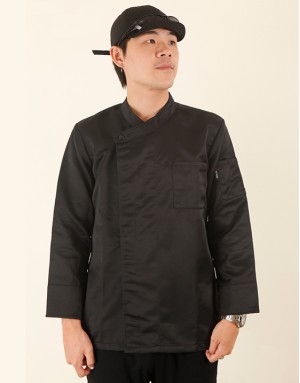 長袖單釦廚師服 (黑/白) 長袖單釦廚師服 (黑/白)