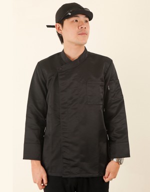 長袖單釦廚師服 (黑/白) 長袖單釦廚師服 (黑/白)