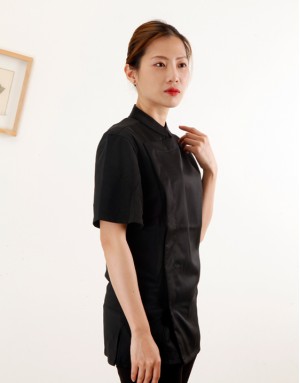 短袖無釦精品廚師服 (黑/白) 短袖無釦精品廚師服 (黑/白)