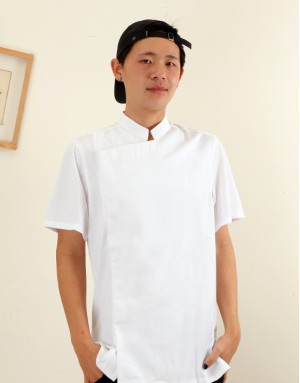短袖無釦精品廚師服 (黑/白) 短袖無釦精品廚師服 (黑/白)
