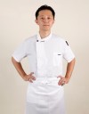 法式短袖側單釦廚師服 (黑/白)