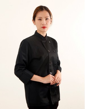 長袖立領雙排釦廚師服 (黑/白/酒紅) 長袖立領雙排釦廚師服 (黑/白/酒紅)