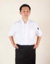 彈性布短袖單排釦廚師服 (黑/白)