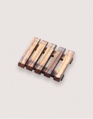 木製皂盤|深漆橫條圓角款|