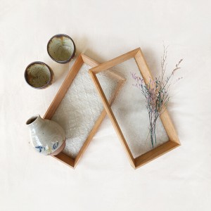 海棠花玻璃木托盤