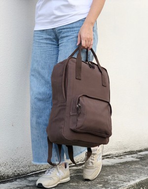 帆布雙肩後背包-咖啡