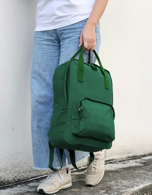 帆布雙肩後背包-墨綠