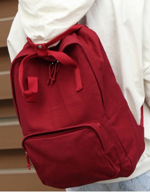 帆布雙肩後背包-紅