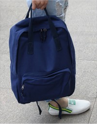 帆布雙肩後背包-寶藍