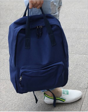 帆布雙肩後背包-寶藍