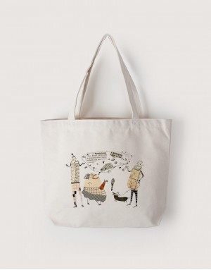 |插畫款|中帆布雙層橫式袋-是在說什麼 |插畫款|中帆布雙層橫式袋-是在說什麼