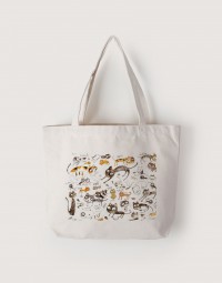 |插畫款|中帆布雙層橫式袋-貓咪們