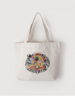 |插畫款|中帆布雙層橫式袋-繽紛印度 |插畫款|中帆布雙層橫式袋-繽紛印度
