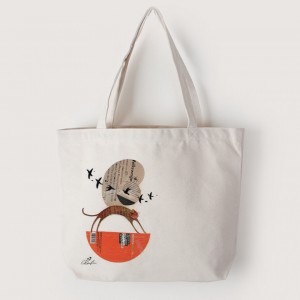 |插畫款|中帆布雙層橫式袋-甜甜的