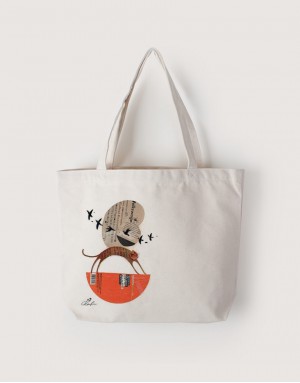 |插畫款|中帆布雙層橫式袋-甜甜的 |插畫款|中帆布雙層橫式袋-甜甜的