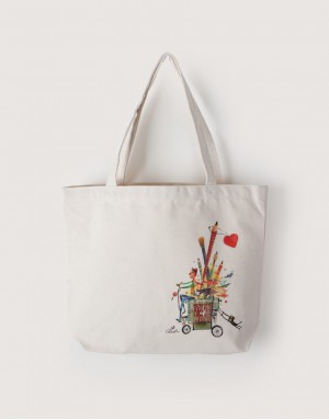 |插畫款|中帆布雙層橫式袋-姿態