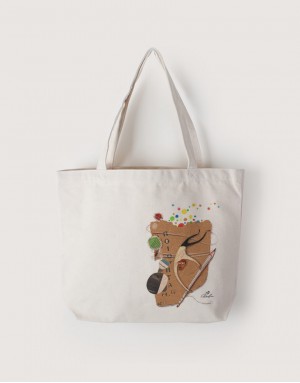 |插畫款|中帆布雙層橫式袋-帶著畫筆去旅行