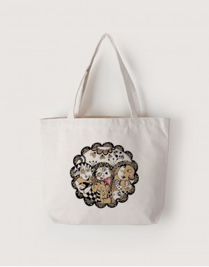 |插畫款|中帆布雙層橫式袋-心園 