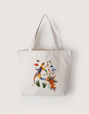 |插畫款|中帆布雙層橫式袋-台灣慢慢來 |插畫款|中帆布雙層橫式袋-台灣慢慢來