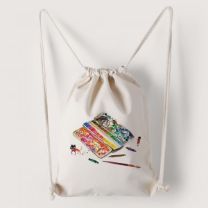 |插畫款|中帆布束口後背包-旅行調色盤