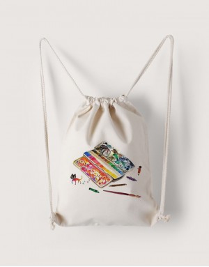 |插畫款|中帆布束口後背包-旅行調色盤