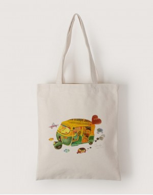 |插畫款|中帆布單層直式袋-嘟嘟車 |插畫款|中帆布單層直式袋-嘟嘟車