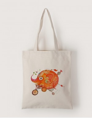 |插畫款|中帆布單層直式袋-大象 |插畫款|中帆布單層直式袋-大象