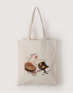 |插畫款|中帆布單層直式袋-謝謝你朋友