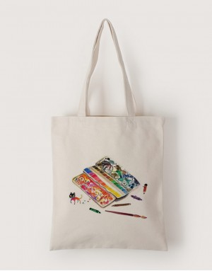 |插畫款|中帆布單層直式袋-旅行調色盤 |插畫款|中帆布單層直式袋-旅行調色盤