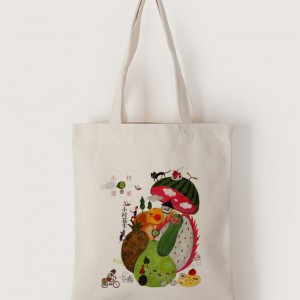 |插畫款|中帆布單層直式袋-小村風景