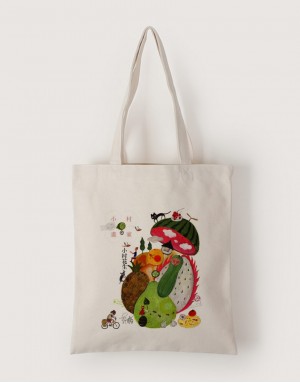 |插畫款|中帆布單層直式袋-小村風景 |插畫款|中帆布單層直式袋-小村風景