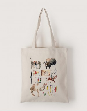 |插畫款|中帆布單層直式袋-新疆遊學 |插畫款|中帆布單層直式袋-新疆遊學