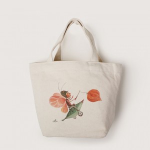 |插畫款|中帆布拉鍊小托特-花鈴