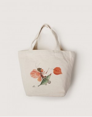 |插畫款|中帆布拉鍊小托特-花鈴 |插畫款|中帆布拉鍊小托特-花鈴