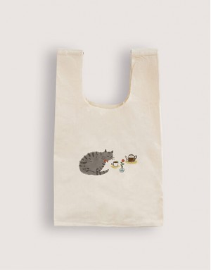 |插畫款|棉布背心袋-貓咪咖啡廳 |插畫款|棉布背心袋-貓咪咖啡廳