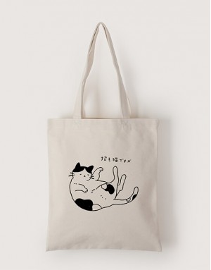 |插畫款|中帆布單層直式袋-招き猫ですか_懶洋洋招財貓 |插畫款|中帆布單層直式袋-招き猫ですか_懶洋洋招財貓