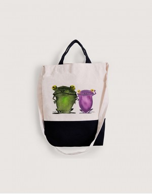 |插畫款|帆布黑底兩用袋-Chien x Neil  寫意青蛙