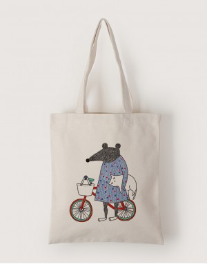 |插畫款|中帆布單層直式袋-鼠叔抓貓咪 |插畫款|中帆布單層直式袋-鼠叔抓貓咪