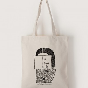 |插畫款|中帆布單層直式袋-Reading Girl