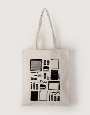 |插畫款|中帆布單層直式袋-插畫家的絹印工具 |插畫款|中帆布單層直式袋-插畫家的絹印工具