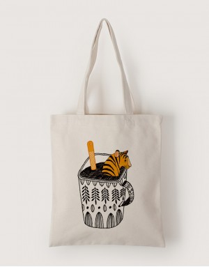 |插畫款|中帆布單層直式袋-杯子裡的老虎 |插畫款|中帆布單層直式袋-杯子裡的老虎