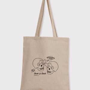 |插畫款|棉麻單層直式肩背包-我只看得見你