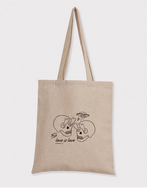 |插畫款|棉麻單層直式肩背包-我只看得見你 |插畫款|棉麻單層直式肩背包-我只看得見你