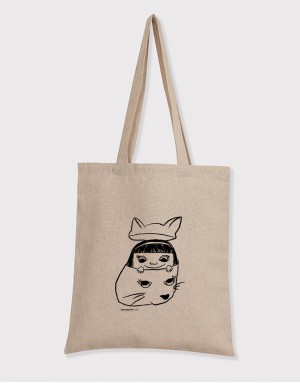 |插畫款|棉麻單層直式肩背包-你是我的全世界 |插畫款|棉麻單層直式肩背包-你是我的全世界